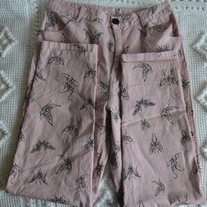 Hot Lava Urban Outfitters Pink Black Butterfly High Rise Straight Pant Large